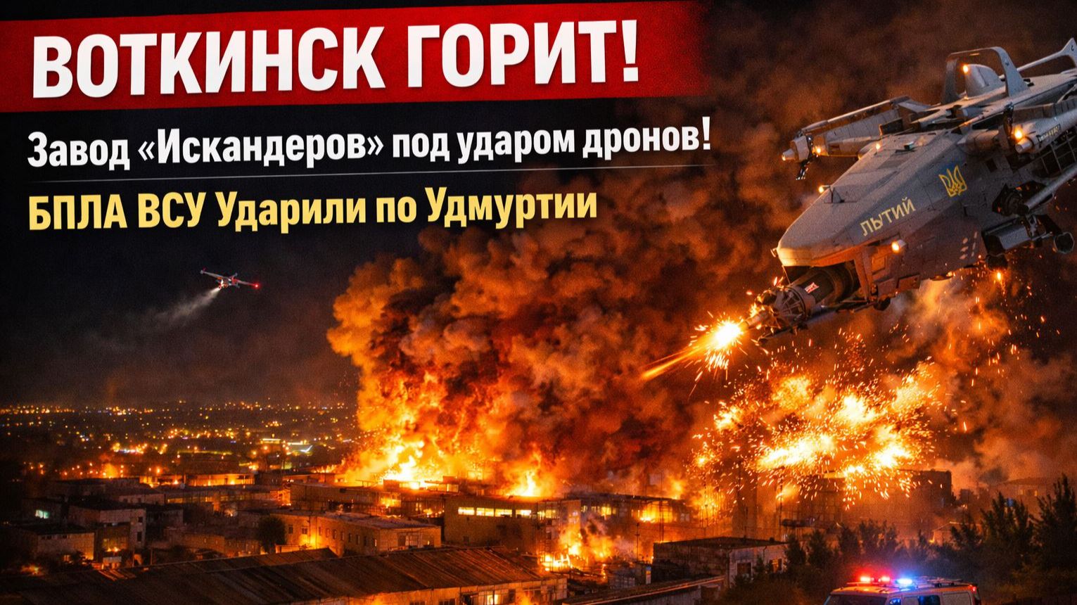 🚨ВОТКИНСК ГОРИТ! Завод «Искандеров» под ударом дронов! БПЛА ВСУ Ударили по Удмуртии! смотреть онлайн