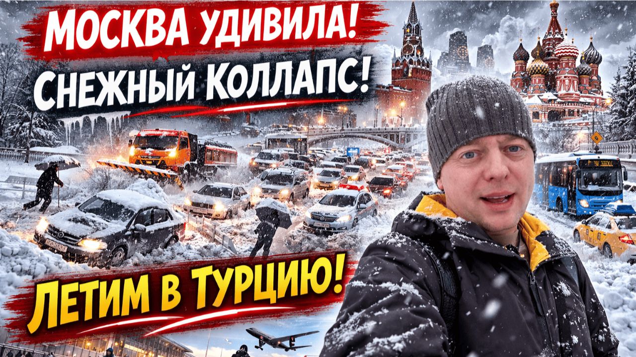 МОСКВА УДИВИЛА! Снежный КОЛЛАПС! Летим в ТУРЦИЮ! смотреть онлайн