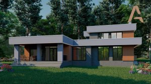 Эффектный дом с уютной планировкой. Проект дома с гаражом, террасой, кабинетом и панорамными окнами