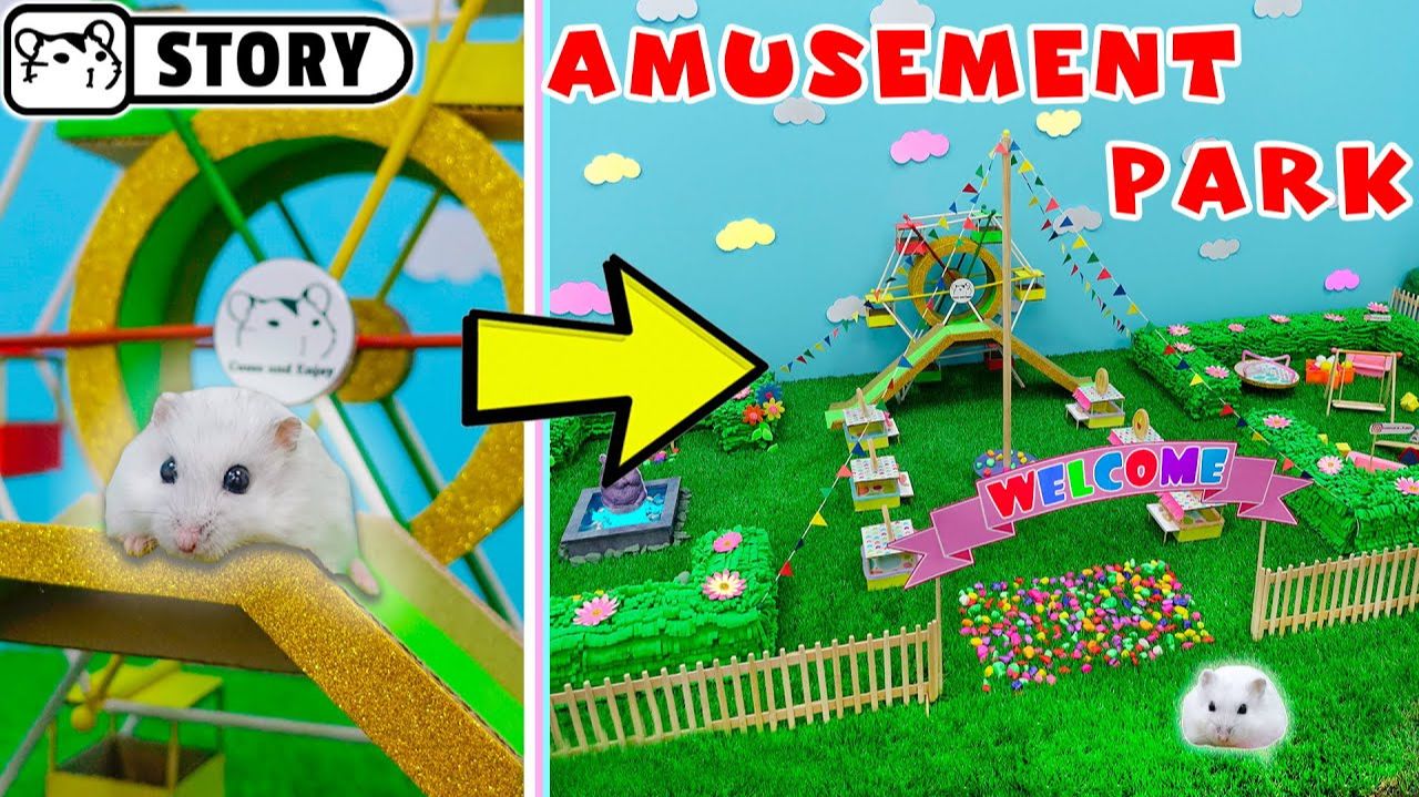 Карликовые хомячки в парке развлечений с колесом обозрения и садом ⭐ Хомяки Хомура смотреть онлайн