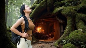 Строительство секретного подземелья внутри гигантского пня. Бушкрафт