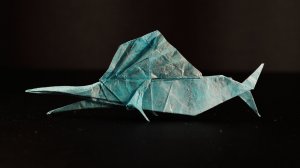Оригами марлин из бумаги - обучение | Как сделать из бумаги голубого марлина оригами