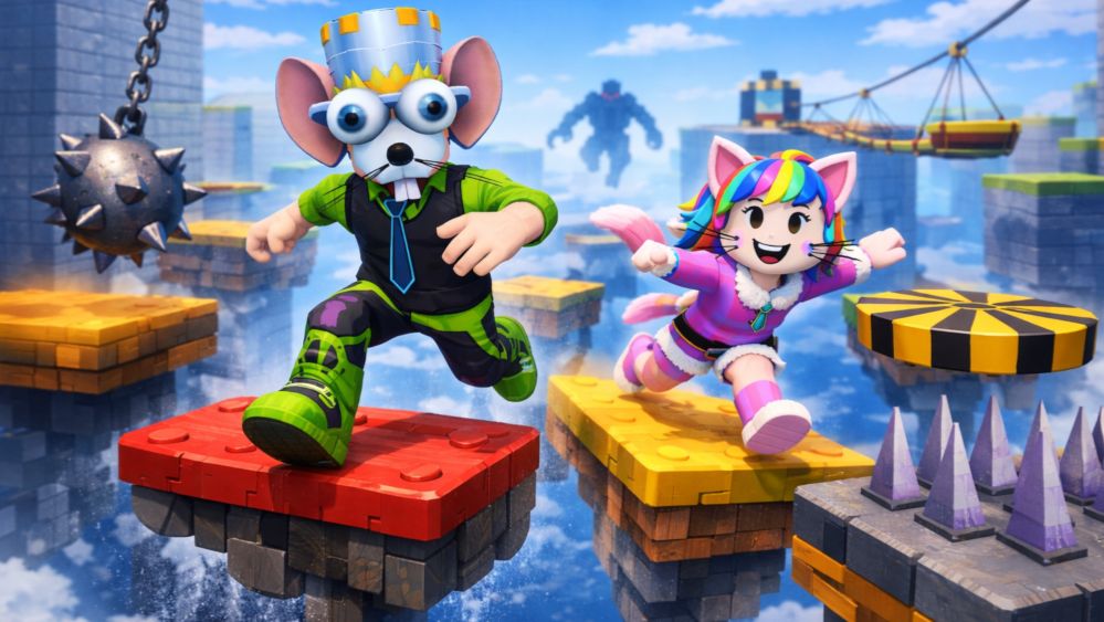 ПАПА и ДОЧКА СТАЛИ МЫШЬЮ и КОШКОЙ и УБЕГАЮТ по ЛОВУШКАМ над ПРОПАСТЬЮ в ROBLOX! смотреть онлайн