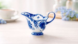 Сливочник "Морской бриз", гжельский фарфор