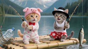 Очаровательные Рыжик и Майло: кто поймает рыбку для мамы-кошки?