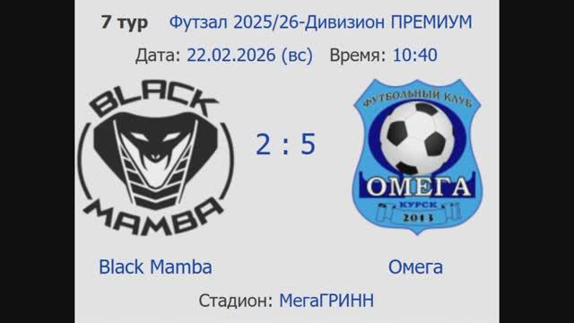 Обзор матча Black Mamba - Омега (2-5) смотреть онлайн