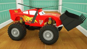 Изучаем фигуры с монстр-траком Молния Маккуин замена колес, меняем шины в мультфильме Тачки 3