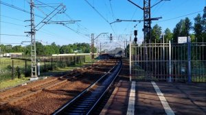 Утренний стук в Колпино: электричка, Сапсан и "Красная стрелa" и грузовой поезд в одном кадре
