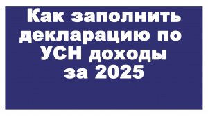 Как заполнить декларацию по УСН доходы за 2025 год