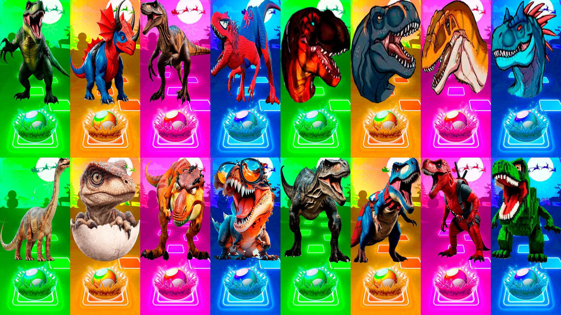 Динозавры МЕГАМИКС 337-340 уровни - Мультики про Динозавров | МУЛЬТФИЛЬМЫ ДИНОЗАВРЫ в Tiles Hop