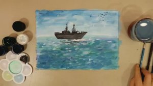 Рисуем КОРАБЛЬ! Идея оформления открытки к 23 февраля! Подарок своими руками!