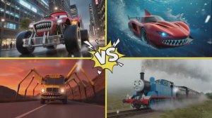 ГИГАНТСКИЙ МАКВИН vs АВТОБУС‑ПОЖИРАТЕЛЬ, ПАРОВОЗИК и АКУЛА‑МАКВИН! 🏎️🚌🚂