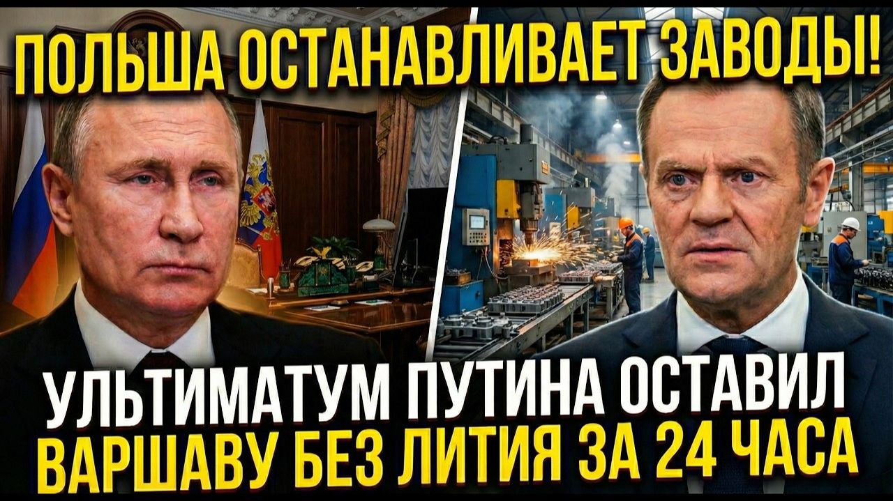 ПОЛЬША ОСТАНАВЛИВАЕТ ЗАВОДЫ! Ультиматум Путина оставил Варшаву без лития за 24 часа смотреть онлайн