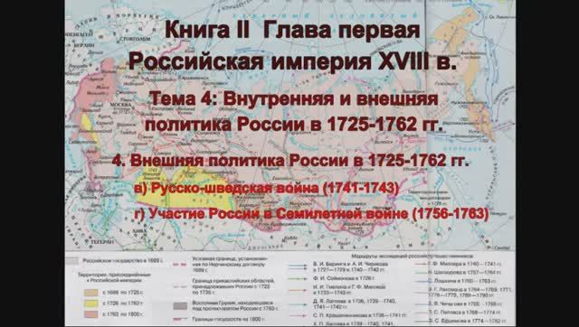 XVIII в. Внешняя п-ка 1725-1762 Русско-шведская война 1741 1743_ Россия в Семилетней войне 1756-1763