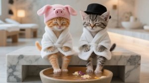 Очаровательный Рыжик и мама-кошка идут на массаж по лапшовому сертификату