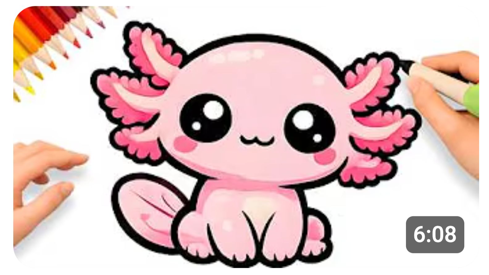 КАК НАРИСОВАТЬ УЛЫБЧИВОГО РОЗОВОГО АКСОЛОТЛЯ КАВАЙИ ЛЕГКО 💟 смотреть онлайн