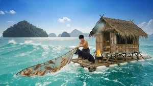 Выживание на плоту из мусора (Эпизод 2 Строим плот, ловим креветок, подковообразных крабов с собакой