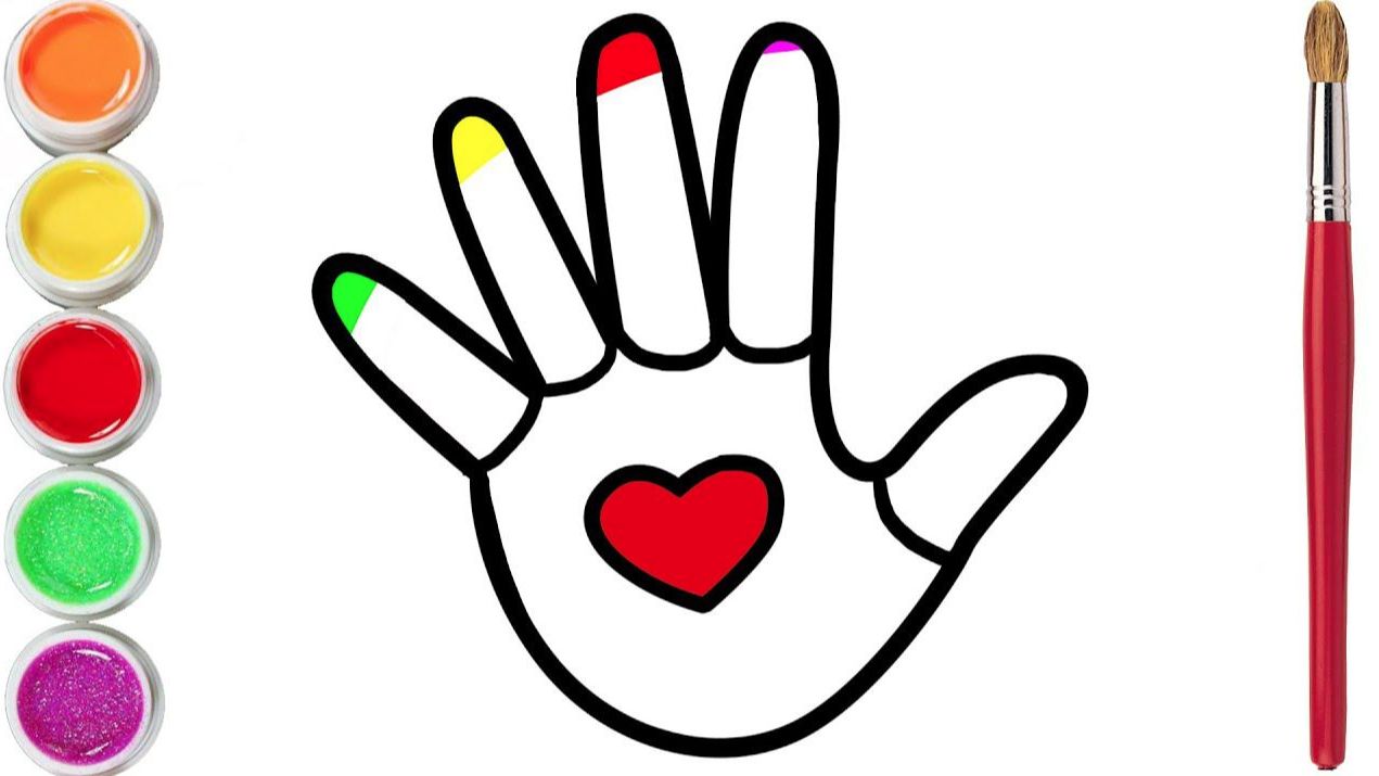 Мультик для детей — как нарисовать РУКУ / Простой рисунок и раскраска РУКИ для детей
