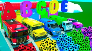 Песенка про автобус и бинго - Раскрась бутылки и машинки в бассейнах - Детские песенки и стишки