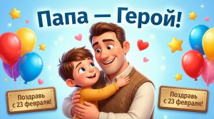 Песня для Папы на 23 февраля | ПАПА — ГЕРОЙ! Детское поздравление на День защитника Отечества