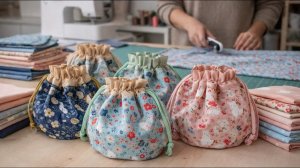 Шью мешочки на завязках из остатков ткани за 5 минут!  Идея для подарка своими руками