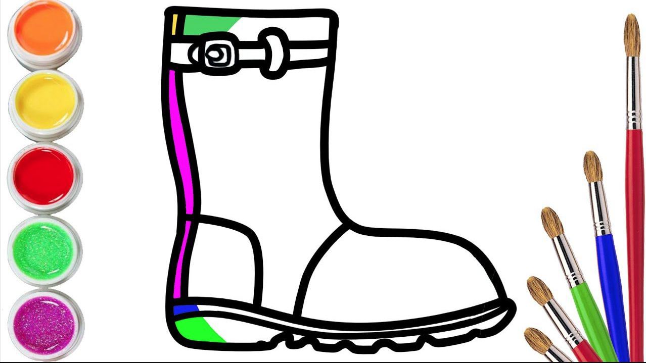 Мультик для детей - Как нарисовать САПОГИ / Простой рисунок и раскраска САПОГОВ для детей смотреть онлайн