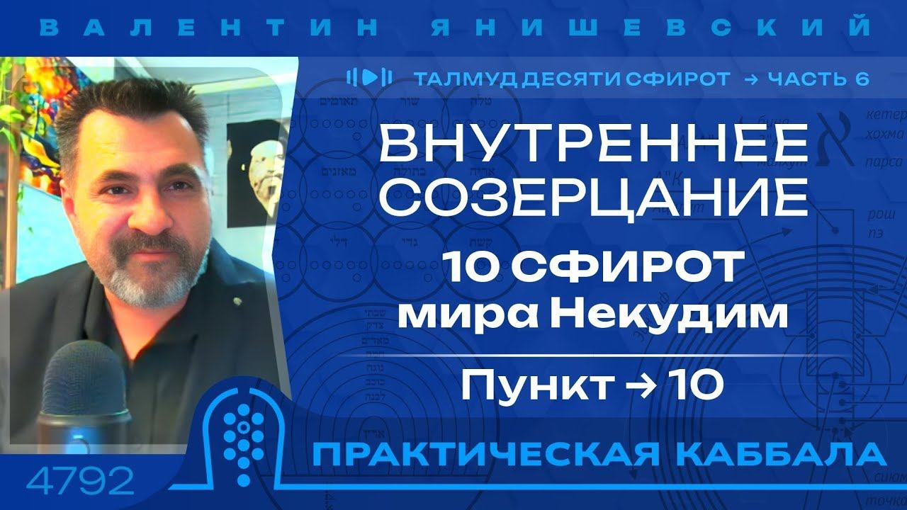ВНУТРЕННЕЕ СОЗЕРЦАНИЕ. Пункт 10. ТАЛМУД ДЕСЯТИ СФИРОТ. 6 Часть.10 СФИРОТ мира Некудим.