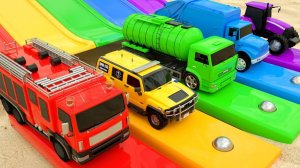 Изучайте цвета с помощью уличного транспорта, горки и бассейна - детские стишки и песенки