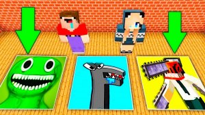 НУБ И ДЕВУШКА ПРО ПРОТИВ СТРАШНЫЕ ЯМЫ МОНСТРОВ В МАЙНКРАФТ! Джамбо Банбан и Человек Бензопила