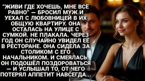 «ЖИВИ ГДЕ ХОЧЕШЬ!» — бросил муж и уехал к любовнице. Через год он увидел её в ресторане и обомлел...