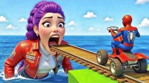 ЧЕЛОВЕК-ПАУК против РУМИ на мотоцикле в RAINBOW SPIDERS BRIDGE - МУЛЬТИВСЕЛЕННАЯ GTA??!