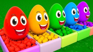 Разноцветные яйца-сюрпризы - Семейная песенка - Малышка Акула - Пальчик - Детские стишки и песенки