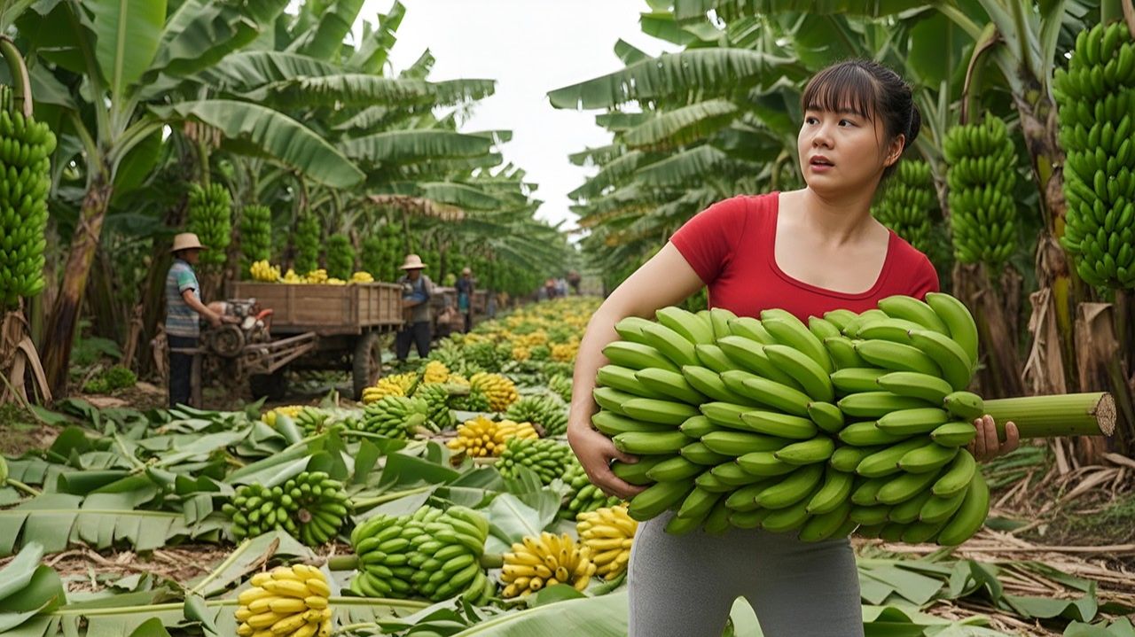 Тонны бананов отправляются на рынок. смотреть онлайн