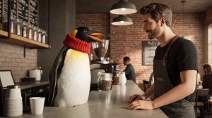 Пингвин-сноб в кофейне ☕🐧🧐