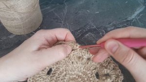 Вяжем салфетку из джута. МК