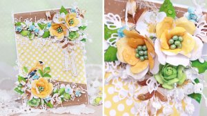 Весенняя открытка с цветами и птичками к 8 Марта 🌸 Идеи бумажных открыток своими руками