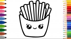 Мультик для детей - Как нарисовать КАРТОШКУ ФРИ / Простой рисунок и раскраска КАРТОШКА ФРИ