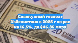 Совокупный госдолг Узбекистана в 2025 г вырос на 16,5%, до $46,85 млрд