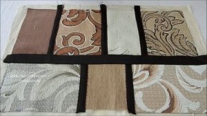 Лоскутная подушка ВИТРАЖИ из обрезков мебельной ткани на молнии.