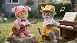 Маленький концерт двух котят 🎵 | Пианино и гитара