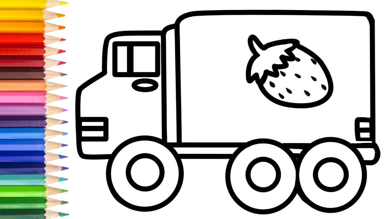 Мультик для детей- Как нарисовать ГРУЗОВИК / Простой рисунок и раскраска ГРУЗОВИКА