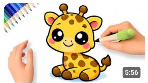 КАК НАРИСОВАТЬ ОЧЕНЬ ПРОСТОГО КАВАЙИ - ЖИРАФА 🦒❤️