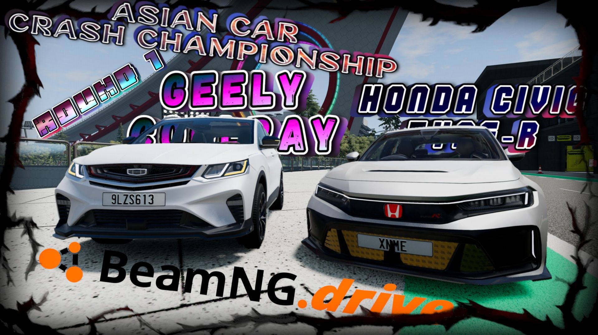 1/8 ROUND 3/ HONDA CIVIC TYPE-R VS GEELY COOLRAY/ASIAN CAR CRASH CHAMPIONSHIP BEAMNG DRIVE/ смотреть онлайн
