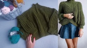 СВИТЕР С ОРИГИНАЛЬНЫМ ВОРОТОМ/ БЕСПЛАТНЫЕ МК