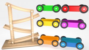 Изучаем цвета вместе с детьми с помощью деревянных игрушечных машинок и горки