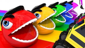 Изучаем цвета Пакман и Халк, экскаватор, уличная техника, волшебные жидкости для детей