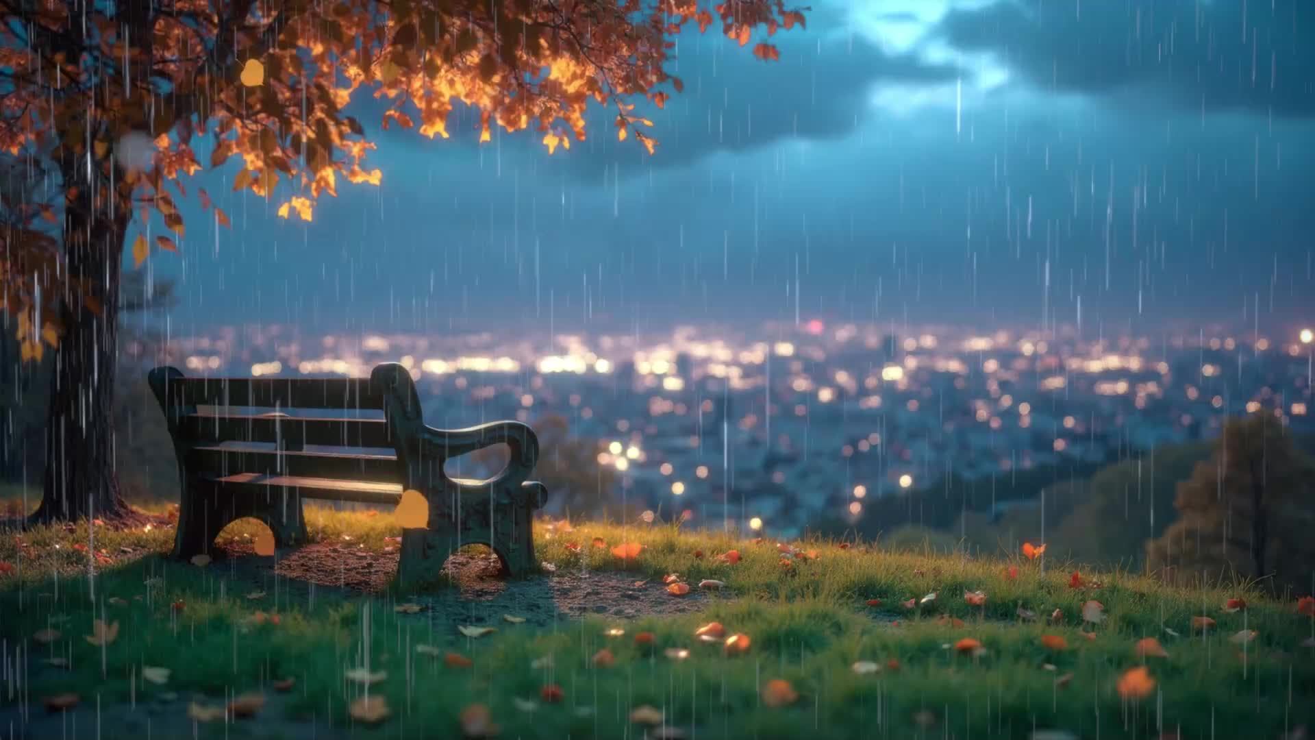 Уютный дождливый вечер в городе. Успокаивающие звуки дождя и города. смотреть онлайн