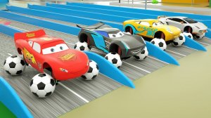 Мультфильм Дисней Тачки Молния Маккуин и Шторм Изучаем цвета и цифры Сборка футбольного мяча и шин