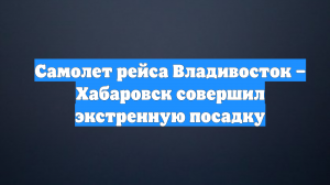 Самолет рейса Владивосток – Хабаровск совершил экстренную посадку