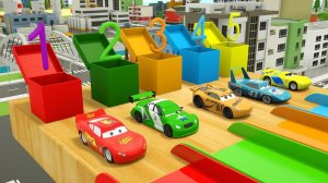 Тачки Диснея Молния Маккуин, Диноко Учат цвета и цифры Тачки 3 Падают в воду